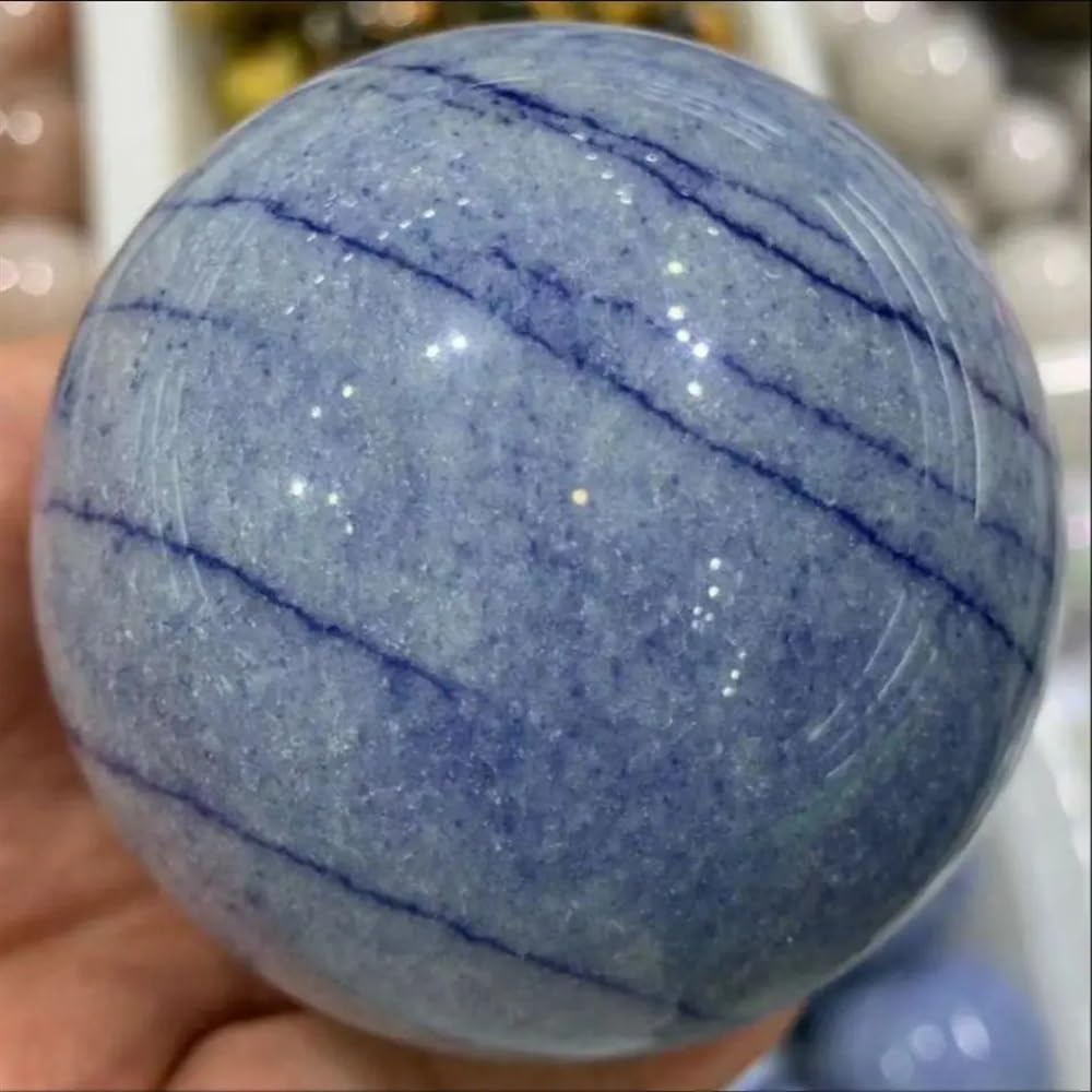 ICXLPMC Stone Blue Dongling Ball Crystal Quartz Gem Home Office Decoration Gift(200-300g)