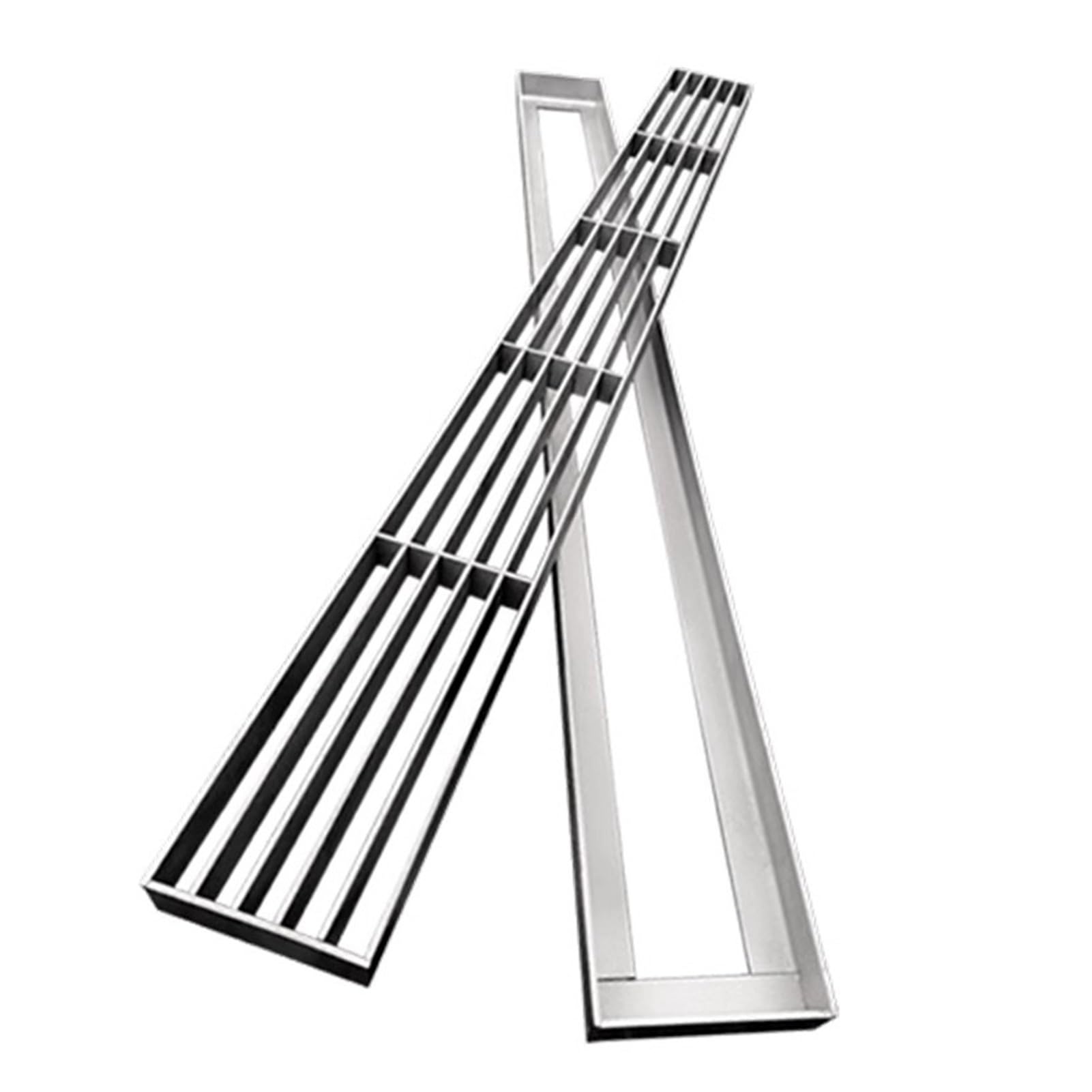 Niskoprofilowa, liniowa kratka odpływowa zewnętrzna, zestaw do odwodnienia liniowego 100x20x3 cm do chodników, ogrodów, patio, podjazdów i tarasów - metalowa osłona rynny.