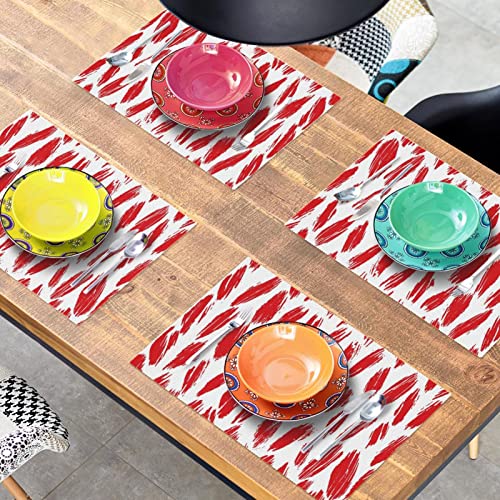 Set de table rouge abstrait lot de 6 lavable 30x45 cm pour repas chic - 8