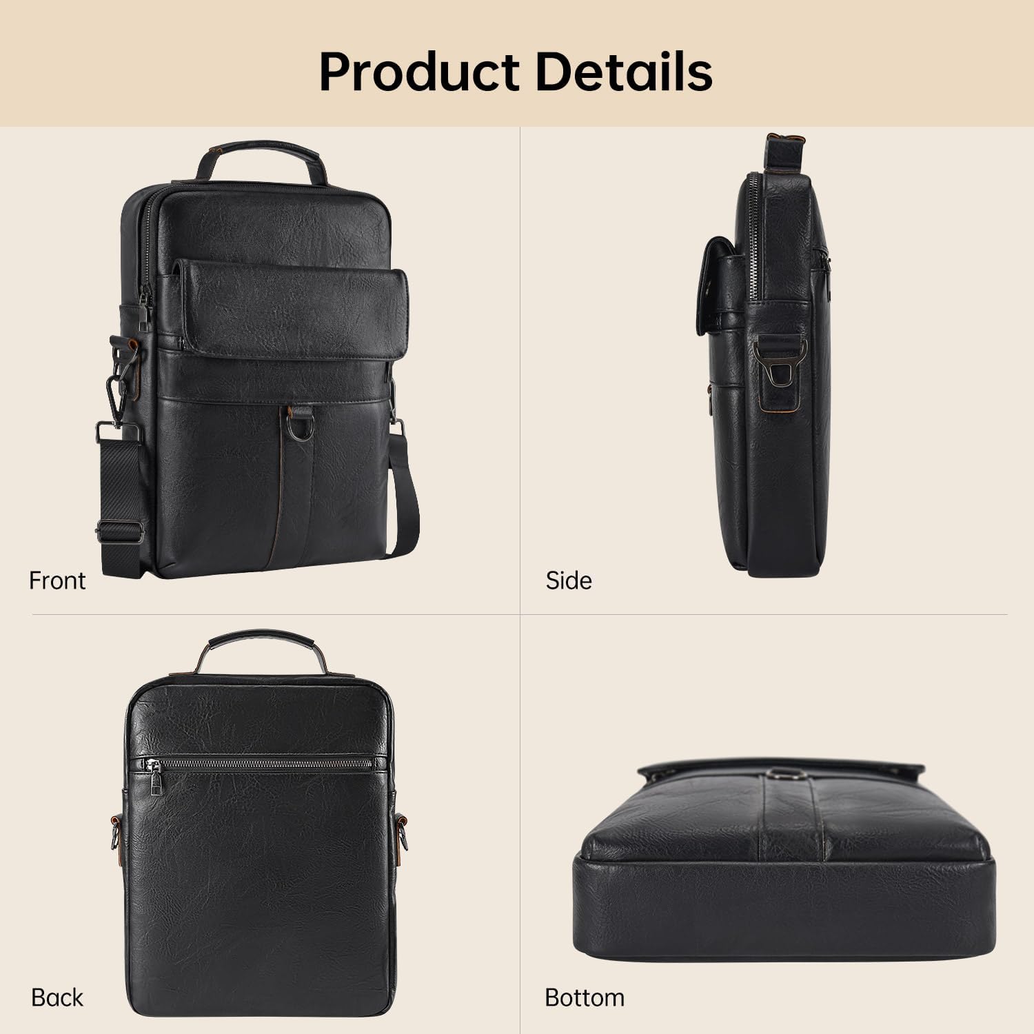 13 Inch Laptop Shoulder Bag Leather Carrying Case for Macbook Air 13 inch M4 M3 M2 A3420 A3113 A2681/ MacBook Pro 14 M5 M4 M3 - Image 8
