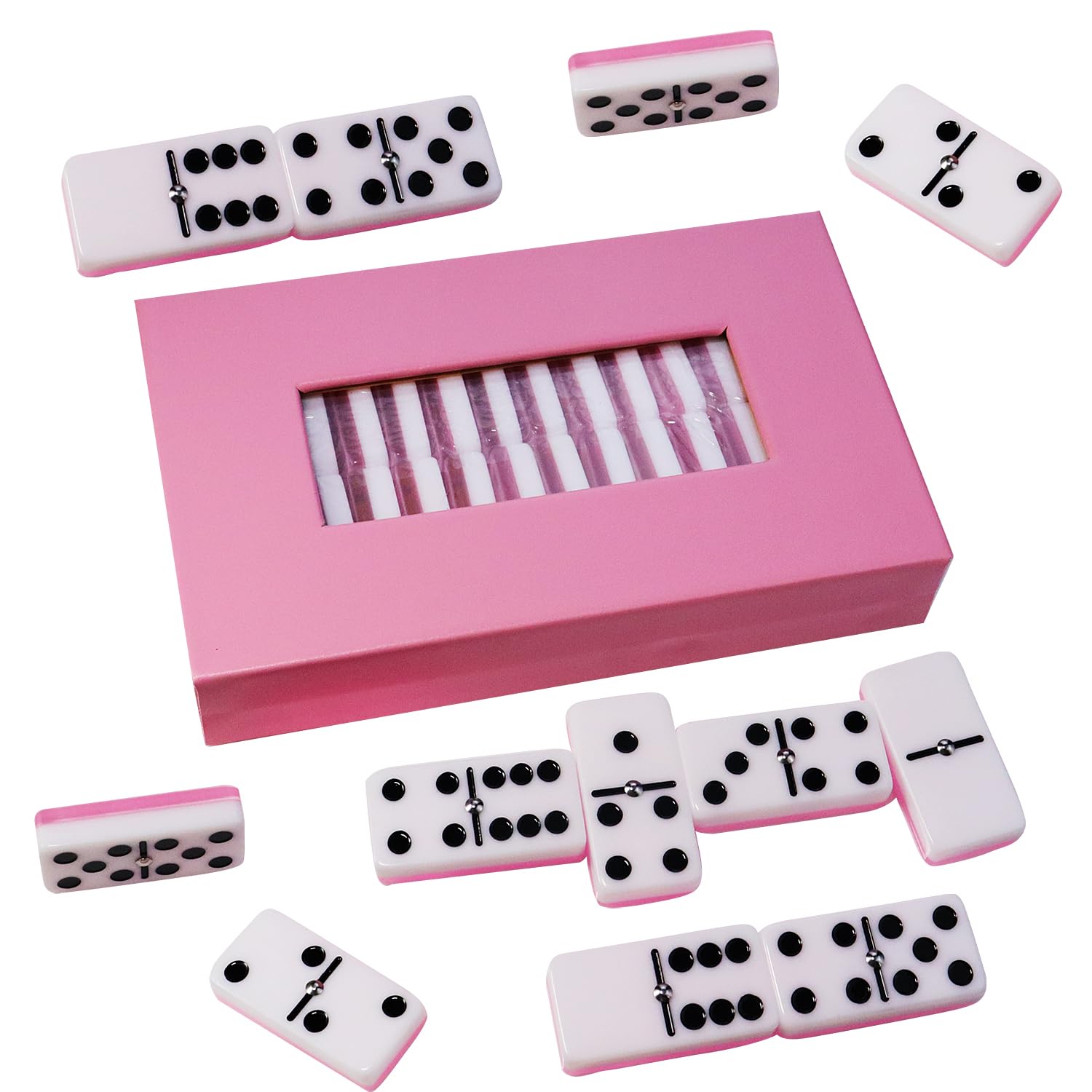 Amazon.com: IDTQ Double Six Standard Dominos Set 28 Tiles - Pink