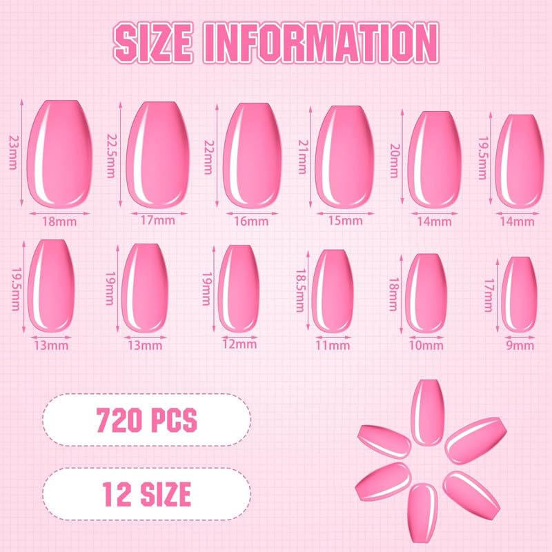 Maitys 720 Pieces 30 Sets Medium Square False Nails Artificial Ballerina Glossy Press on Nails Solid Color Coffin Fingernail for Women Girls Accessories(Retro Colors)