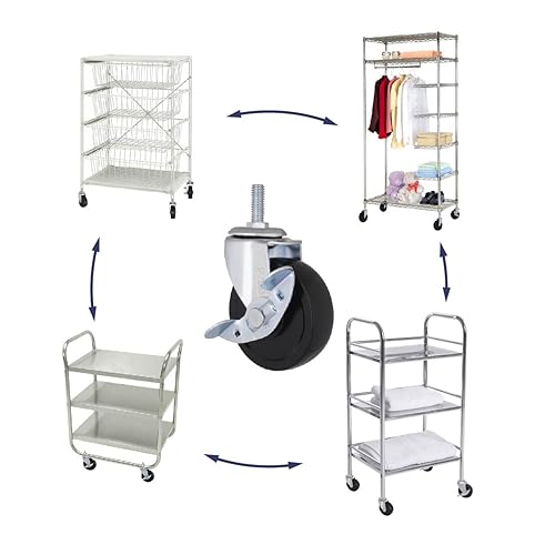 Miniatura 7 de AXL Ruedas giratorias de 3 pulgadas, juego de 4 ruedas resistentes de vástago roscado de 38"-1" (25mm), repuesto de rueda para perchero de ropa,