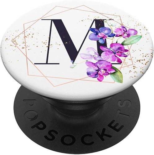 Orchids Plants Flower - Soporte para teléfonos y tabletas, diseño de letra M, color blanco, Negro