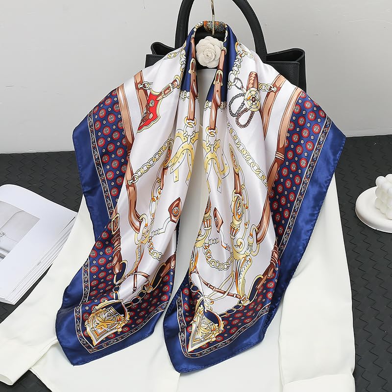 35 inch Head Scarf for Women Fashion Silk Like Scarf, Large Square Satin Headdress for Daily Wear4