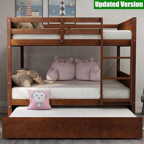 Miniatura 24 de Litera convertible de madera maciza más fuerte y segura de tamaño matrimonial sobre matrimonial con nido, base de litera gruesa más estable, litera