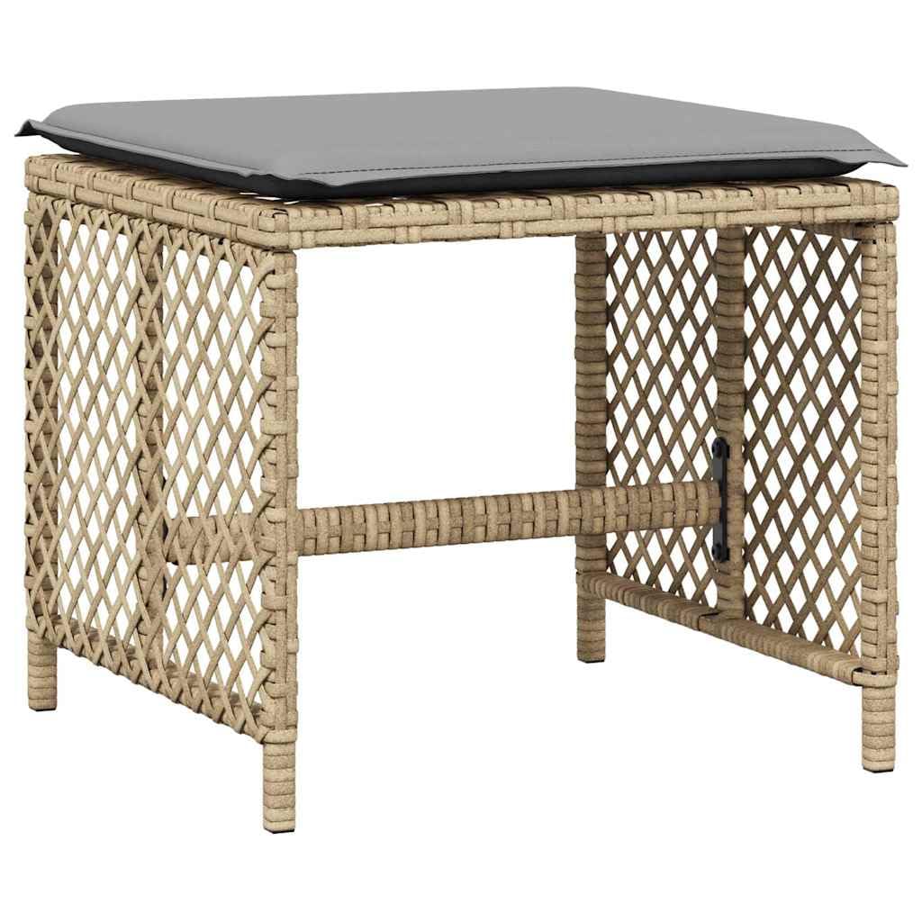 Taboret ogrodowy, zestaw 4 szt., z poduszkami, polirattan, 41 x