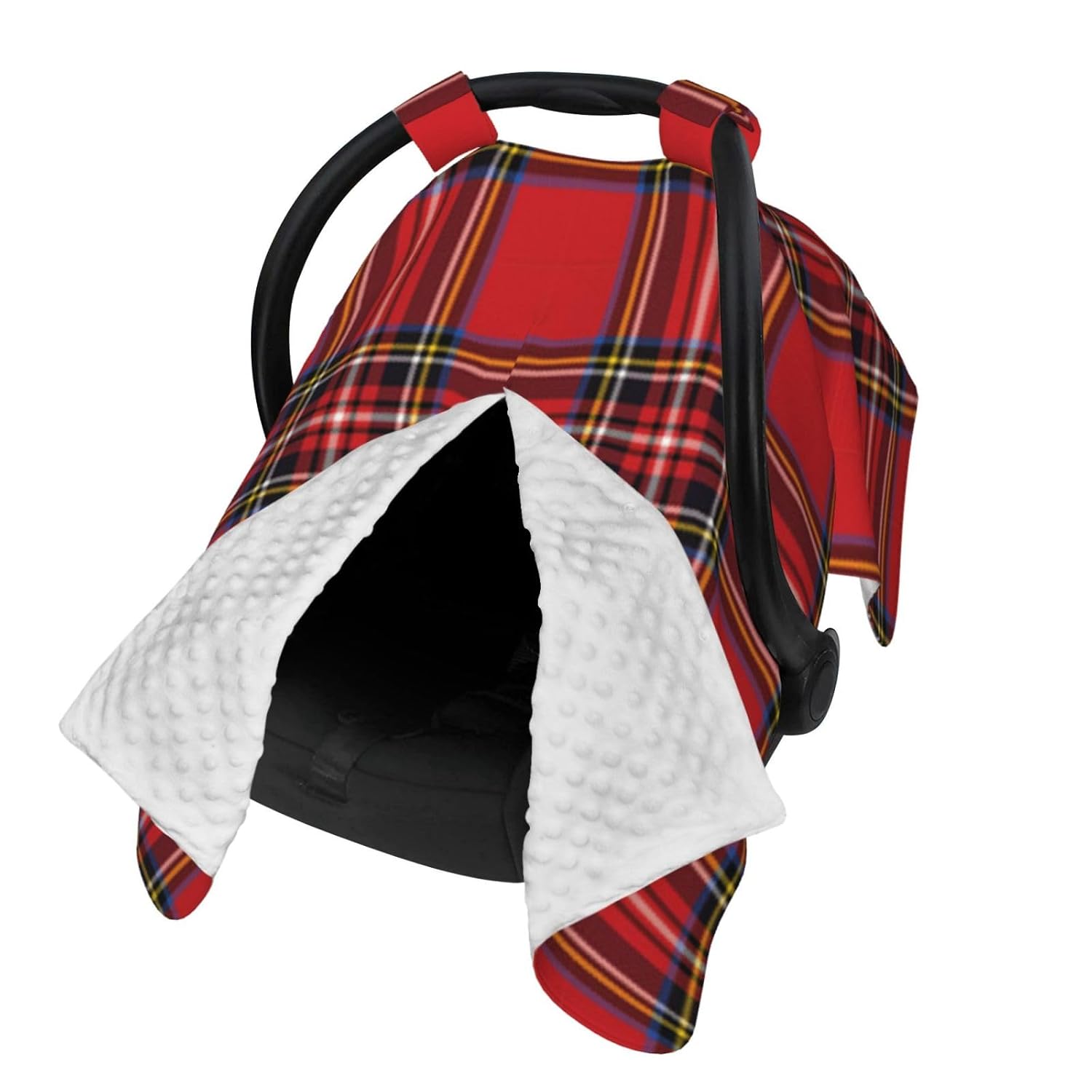 Red Black Buffalo Scottish Tartan Plaid Checkered Baby Car Seat Cover & Breastfeeding Nursing Cover - Breathable Stretch Fabric Multi-Use Nursing Cover for Breastfeeding