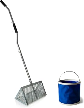 Sand flea Rake / Heavy Duty/ 52 inches Ergonomic Handle /16 inches Basket / Galvanized Steel / Includes Collapsible Bucket. Bolts to Replace Wingnuts On Request