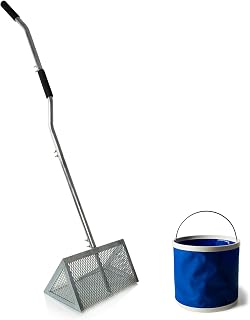 Sand flea Rake / Heavy Duty/ 52 inches Ergonomic Handle /16 inches Basket / Galvanized Steel / Includes Collapsible Bucket. Bolts to Replace Wingnuts On Request