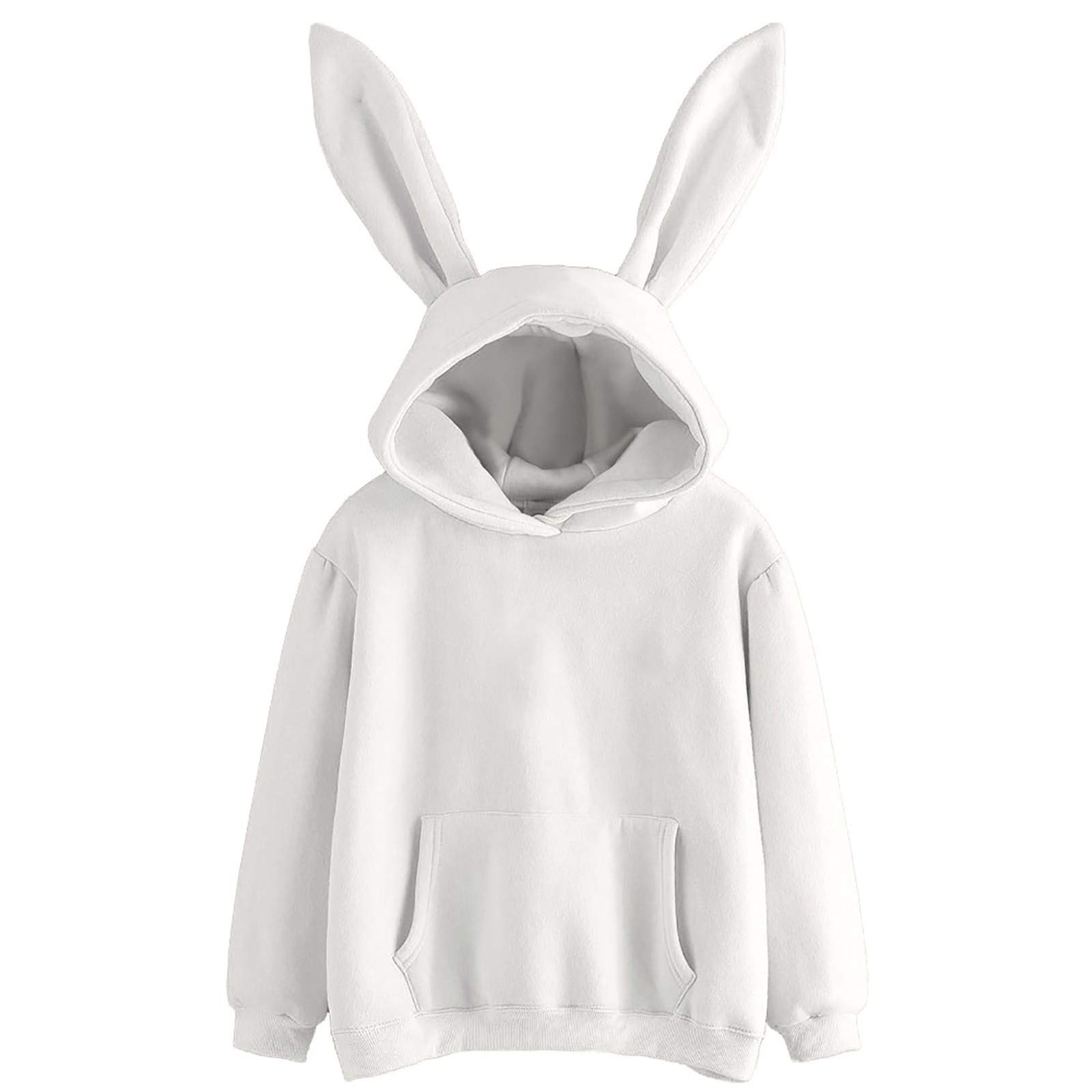 Sudaderas con capucha para mujer con orejas de conejo, ajuste holgado, lisas, con capucha, trajes de 2024, orejas de conejo, ropa de manga larga, ropa de otoño Backwoods para mujer, a la moda, Preppy