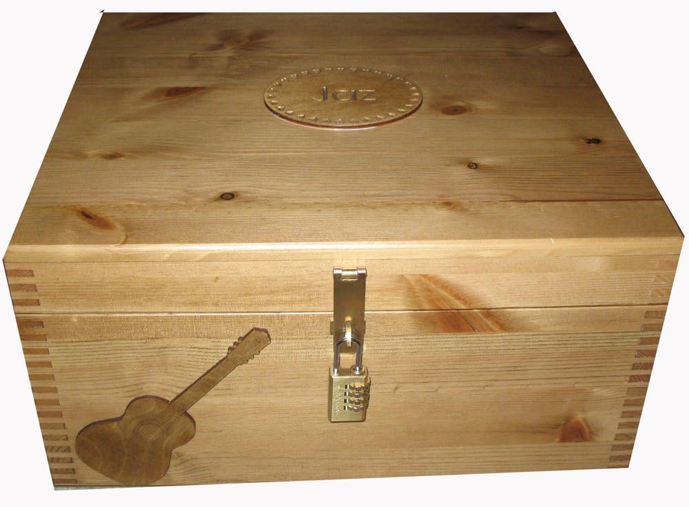 Read's Creations Personalised Large Lockable Natural Wood Keepsake or ...