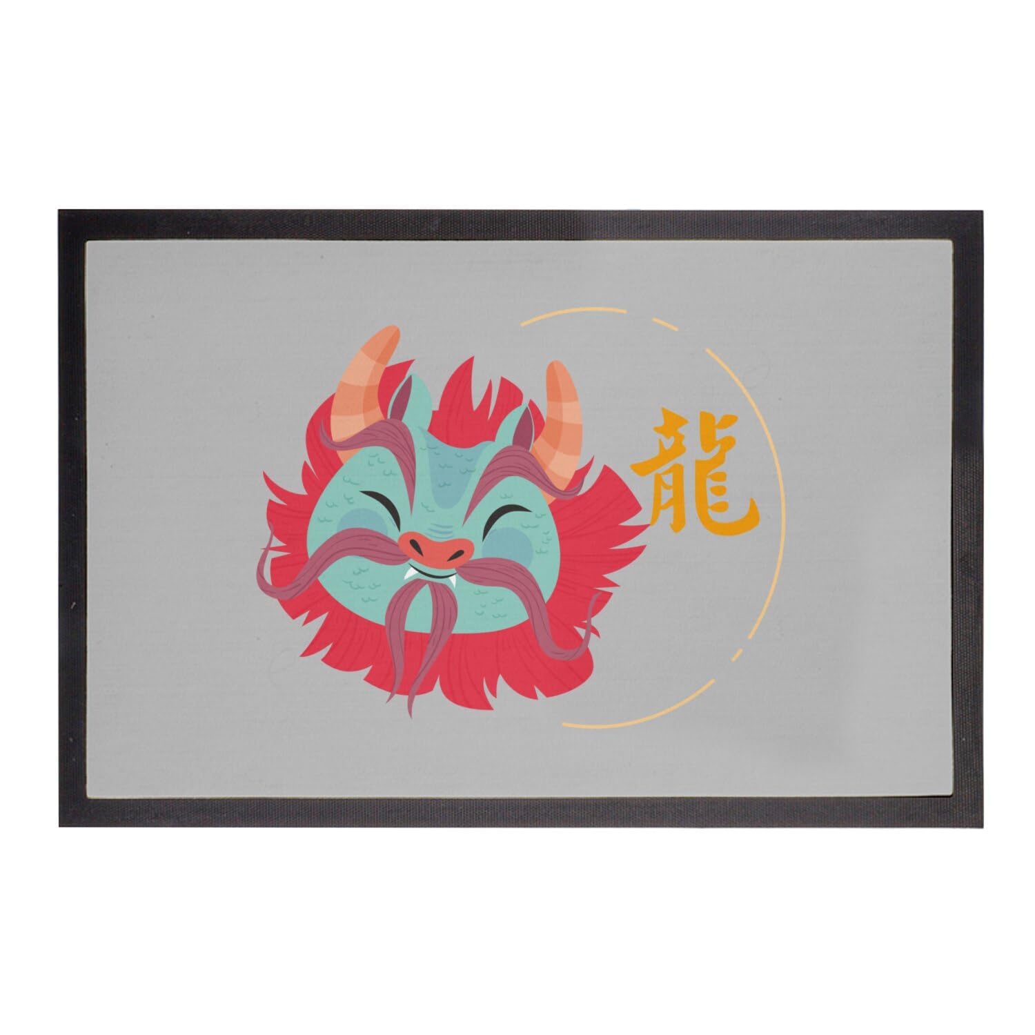 Paillasson gris dragon zodiaque chinois horoscope 60x40cm pour entrée