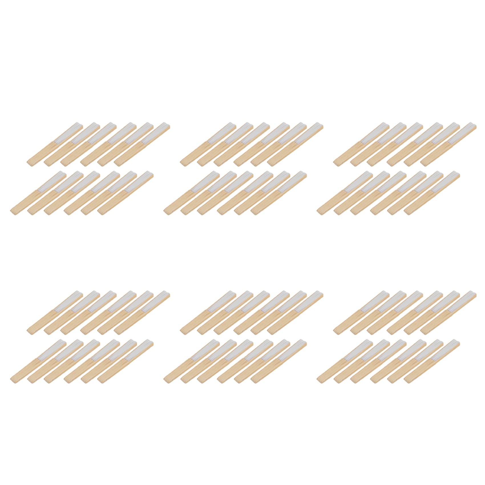 72 Éventails Blancs en Bambou et Papier Pliable pour Mariage