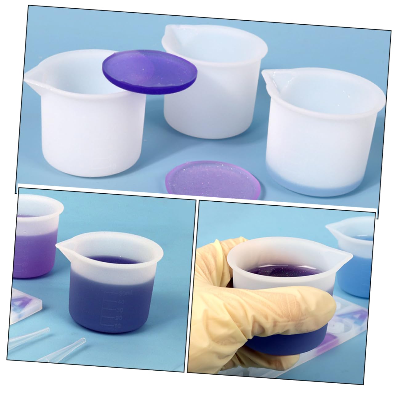 Cabilock 3 Ensembles Tasse À Mesurer En Silicone Bricolage Outillage Mug Melangeuse Époxy Liquide Bol Outils De Bricolage Accessoire De Mesure Bricolage Gel De Silice Blanche 12 Pièces * 3