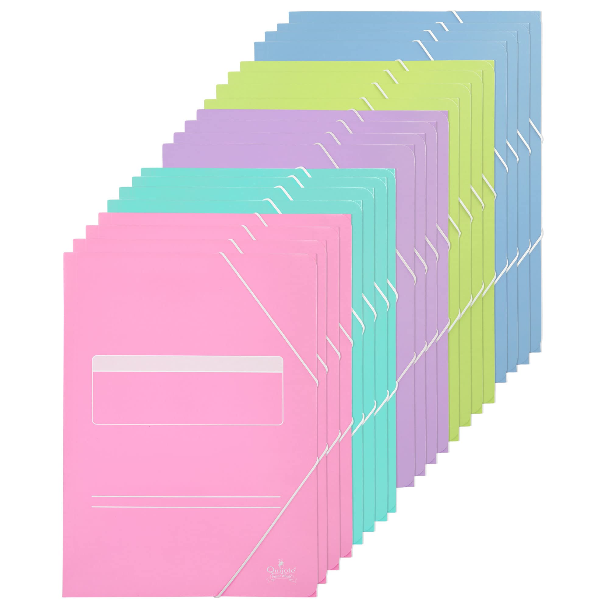 Cartoncini in cartone StarPLAST - Confezione da 20 cartelline con lembi e elastico, formato A4, 5 colori pastello