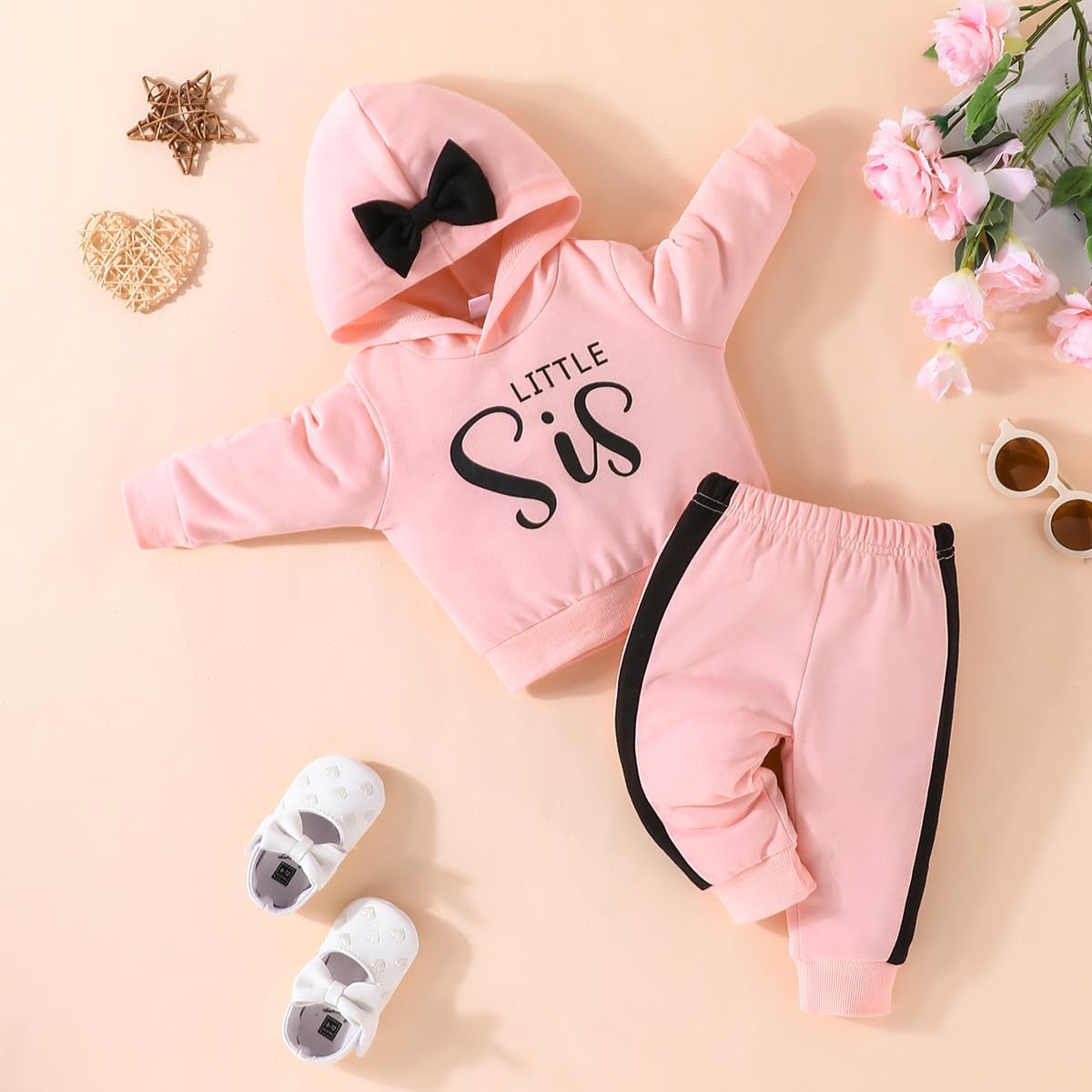Ropa Niña Pequeñas Sudadera de Manga Larga Capucha Floral Tops + Pantalones Conjuntos Otoño De Diadema Para Niñas