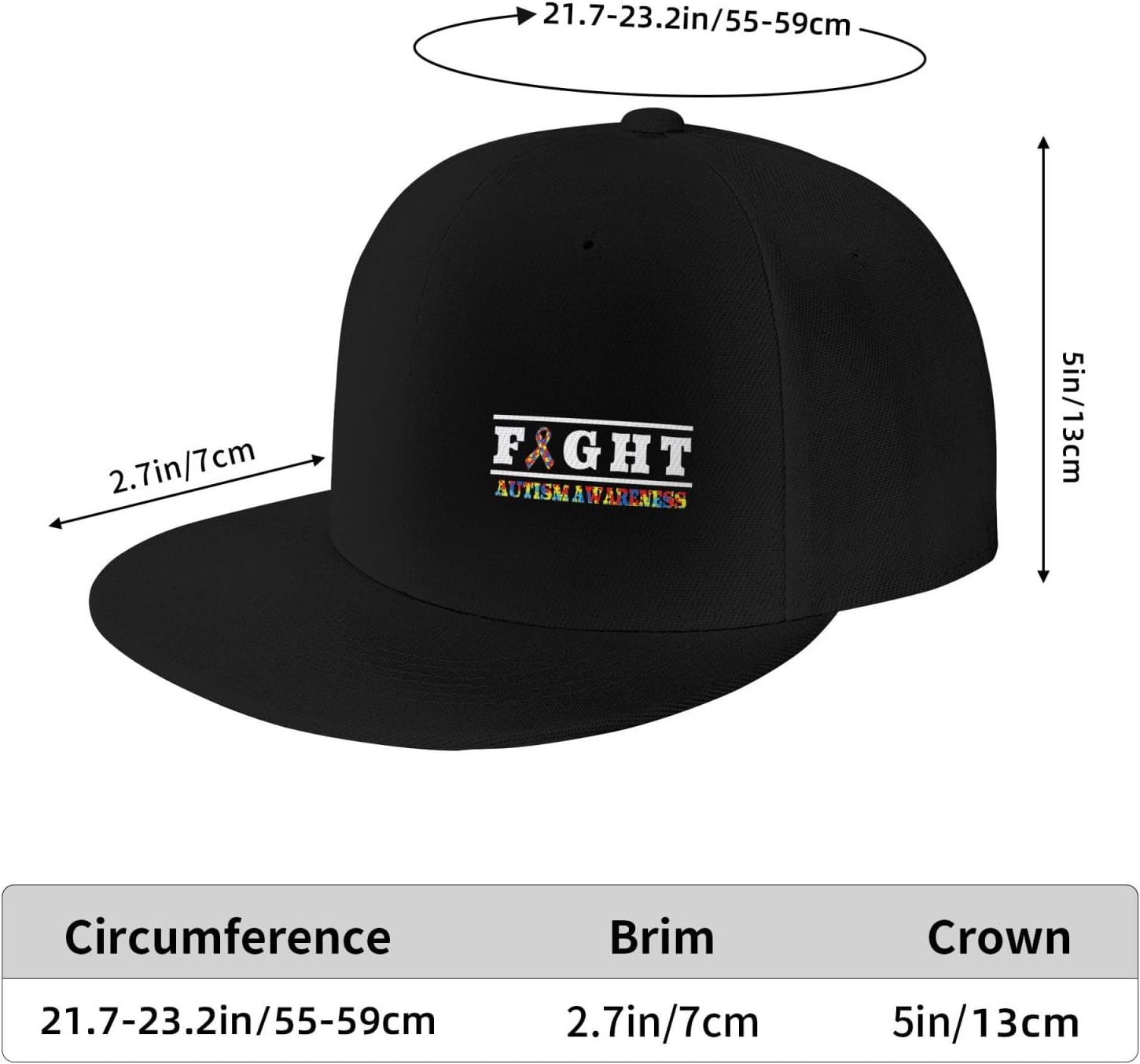 Fight Autism Awareness Unisex Snapback Hat Adjustable Hip Hop Baseball Cap Flat Bill Brim Black Trucker Hats for Men Women - Image 6