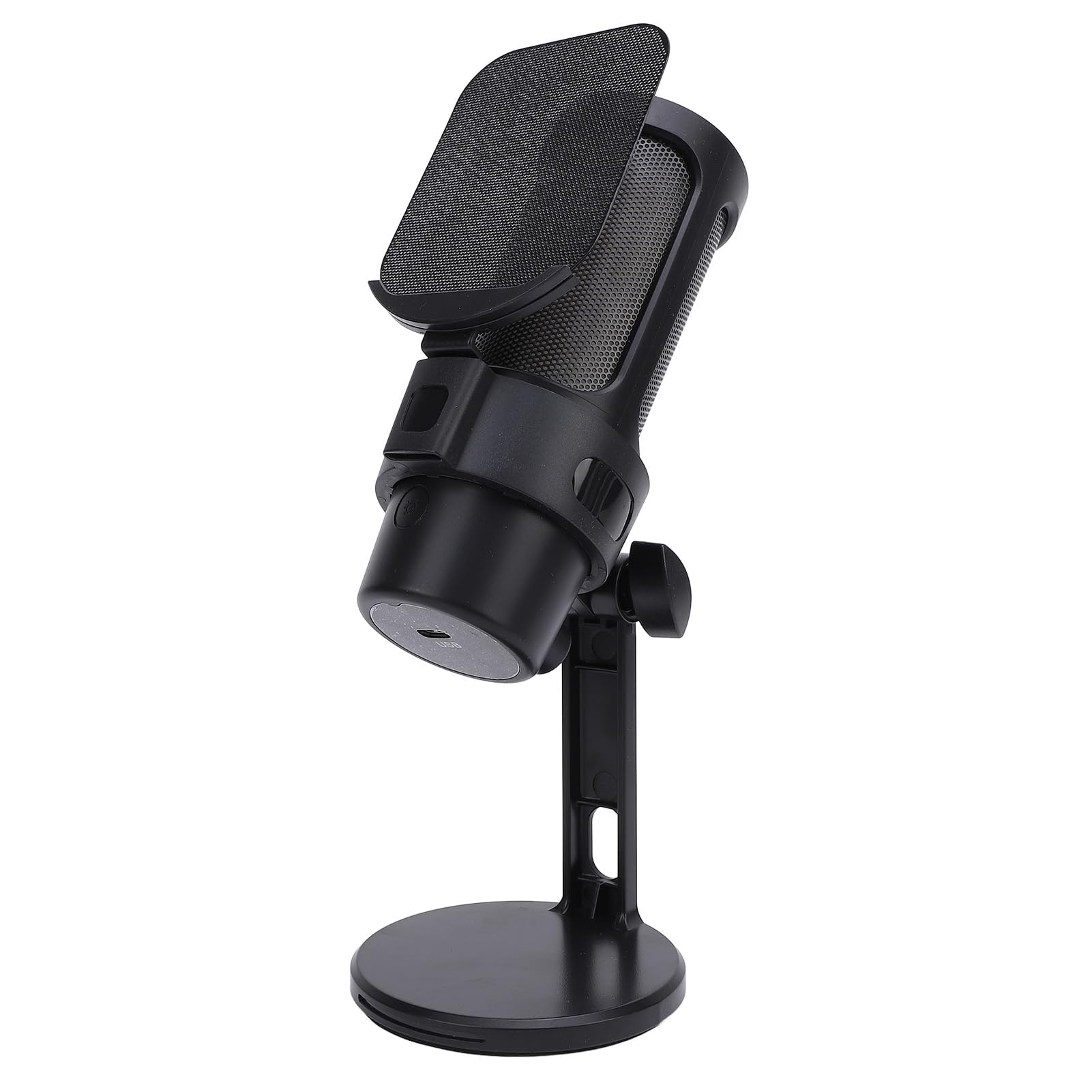 "Microfono a Condensatore da Gaming con di Illuminazione per Ambienti Colorati, Regolazione del Guadagno del Volume per Podcast, Video in Streaming per PC (Nera)