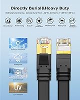 Vista 3 de CAT8 Cable de Ethernet, alta velocidad, 40 Gbps, 2000 MHz, SFTP, cable de Internet de red LAN con conector RJ45 chapado en oro para router, módem