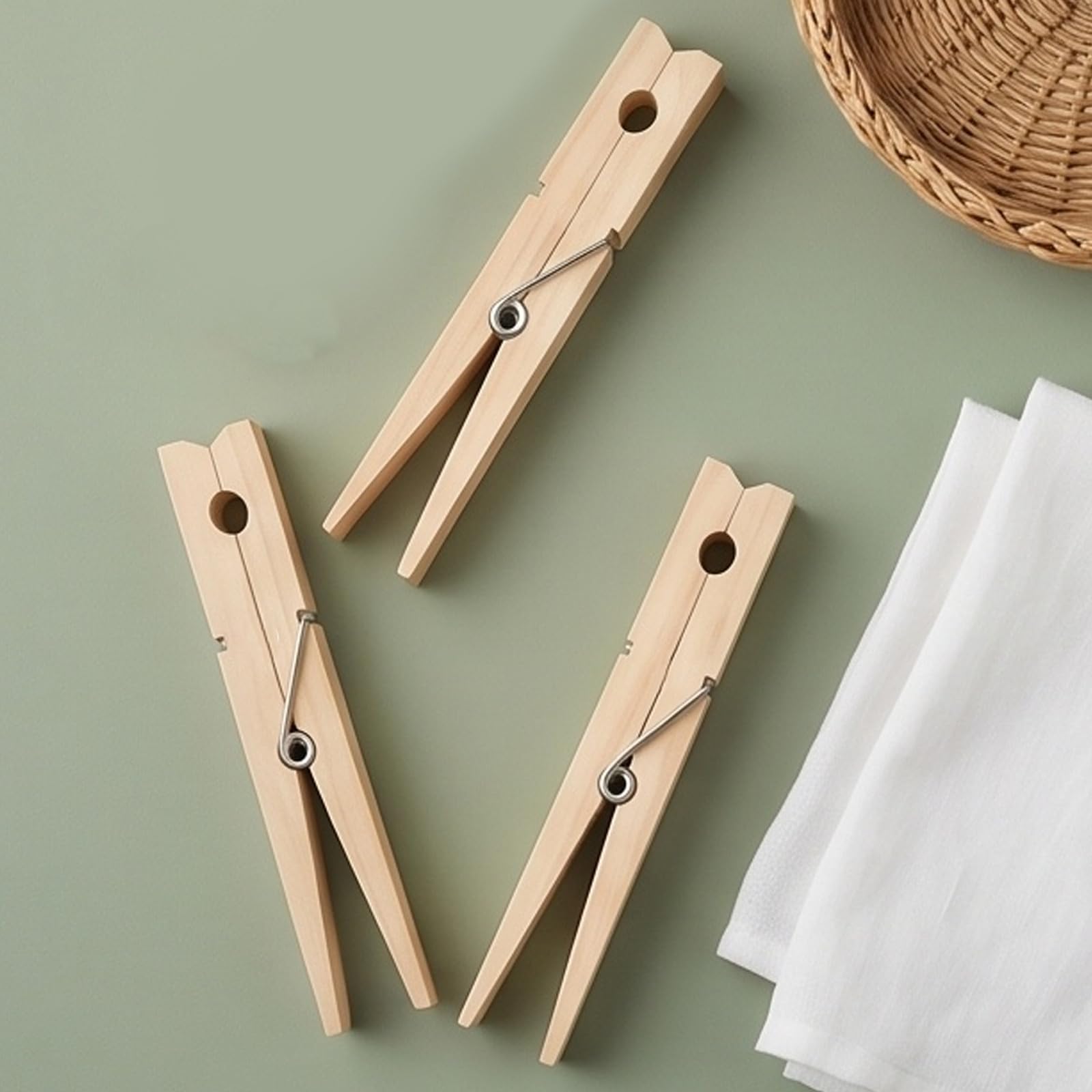 3 mollette giganti da 30 cm: mollette in legno jumbo - grandi per vestiti, porta asciugamani, clip per vestiti per cameretta, bagno e lavanderia in stile rustico.