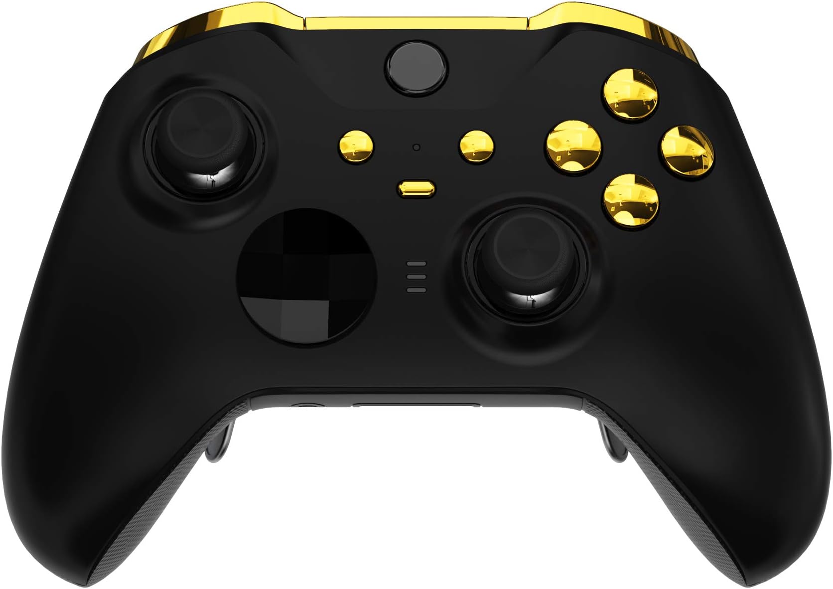 eXtremeRate Chrome Gold Replacement Buttons for Xbox One Elite V2 Controller Model 1797, LB RB LT RT Bumpers Triggers ABXY Start Back Sync Profile Switch Keys for Xbox Elite Series 2 Core Model 1797