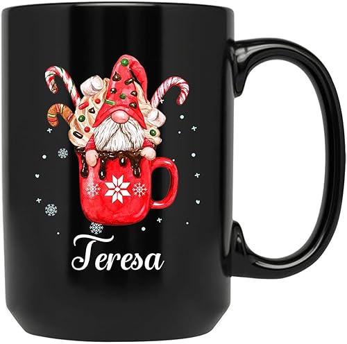 Miniatura 1 de Taza de cerámica de cacao caliente personalizada con nombre, taza de café de gnomo de cacao caliente personalizada, regalos de taza de Navidad de