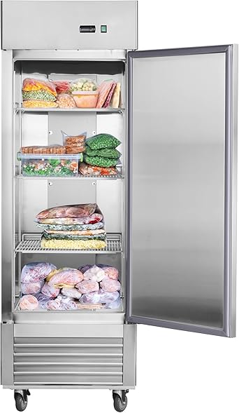 27"W Commercial Freezer Single Solid Door Stainless Steel Reach-in Freezer 18.68 Cu.ft. Upright Fan Cooling Freezer for Restaurant, Bar, Shop, Home, Garage, Business, Kitchen, Residential, ETL & DOE