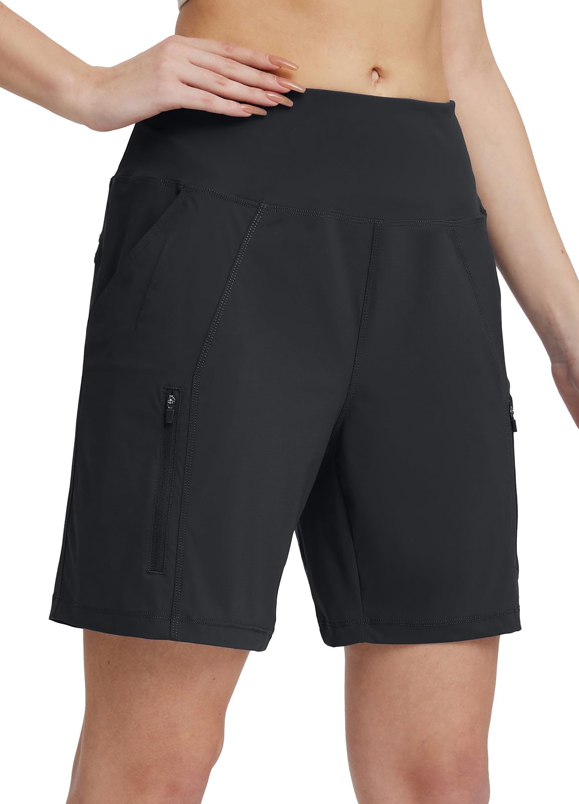 baleaf Women's Athletic Shorts 7 Inch Long Hiking Shorts High Waist Pockets