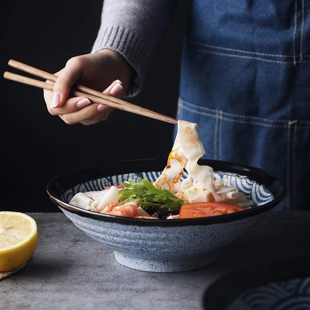 SGSG Tazón Grande de Fideos Tazón de Fideos para el hogar Tazón de Sopa de cerámica Tazón Grande de Ramen de Carne de Res