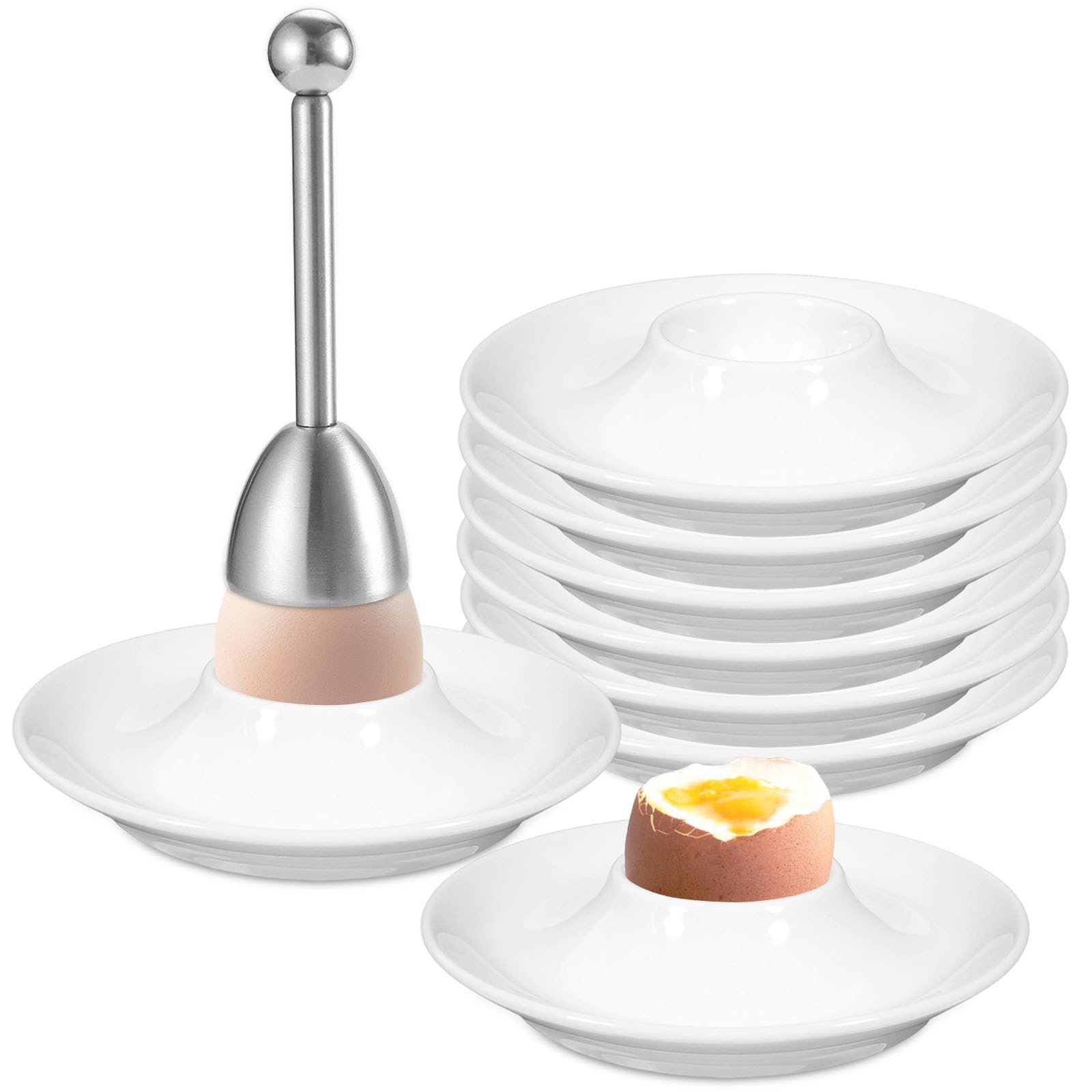 8PCS Egg Cups, Boiled Egg Holder with 1Pcs Egg Cracker