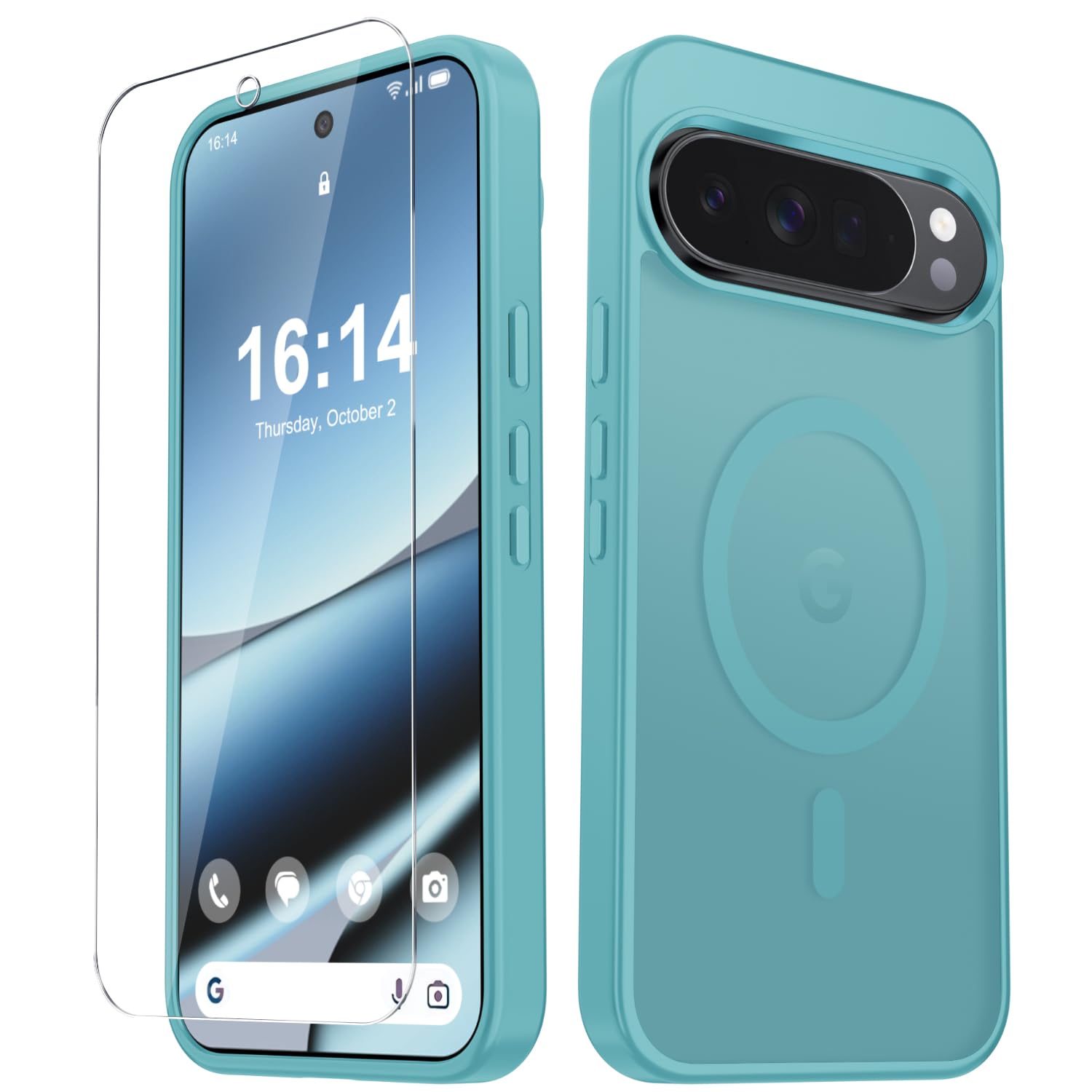 for Google Pixel 10/10 Pro Case, Matte Magnetic Cover, Light Blue | Fit for MagSafe, Screen Protector included, Shockproof Military Grade Protection, Translucent Frosted Back