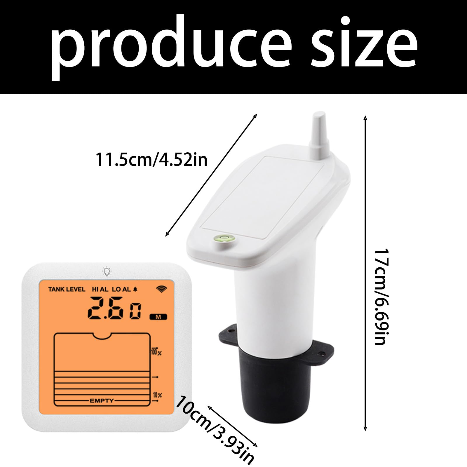 Monitor ' acqua con allarmi massimo-minimo, display della temperatura da 40 ℃ a 60 ℃ e installazione flessibile Rilevatore livelli liquidi LCD con letture della temperatura dei serbatoi