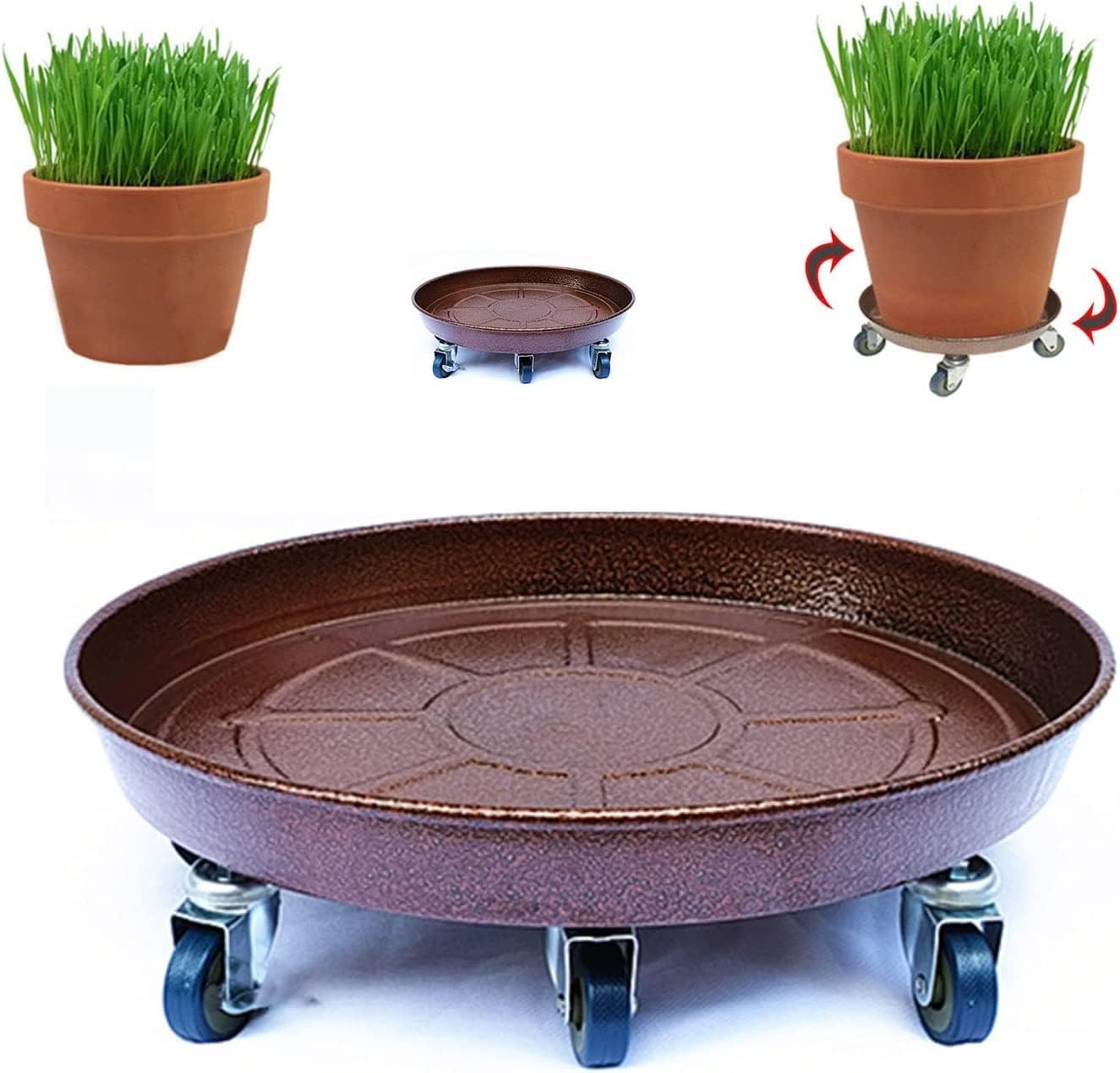 DKULMN Plant Pallet with Wheels, 21inch Heavy Duty Plant Caddy with Wheels,Rolling Plant Stand Pot Trolley,Planter Trolley Casters, Moving Plant Pot Saucer