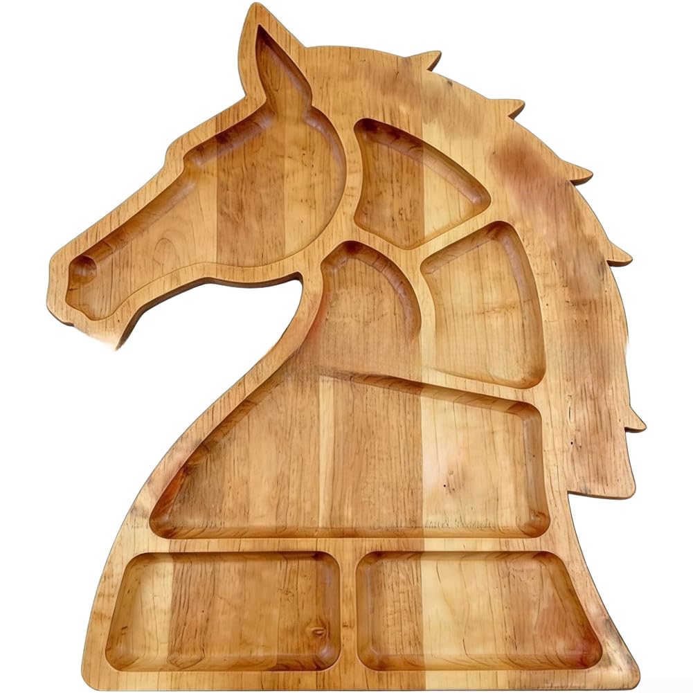 Soporte para aperitivos de madera con silueta de caballo, regalo para fan de fútbol 1