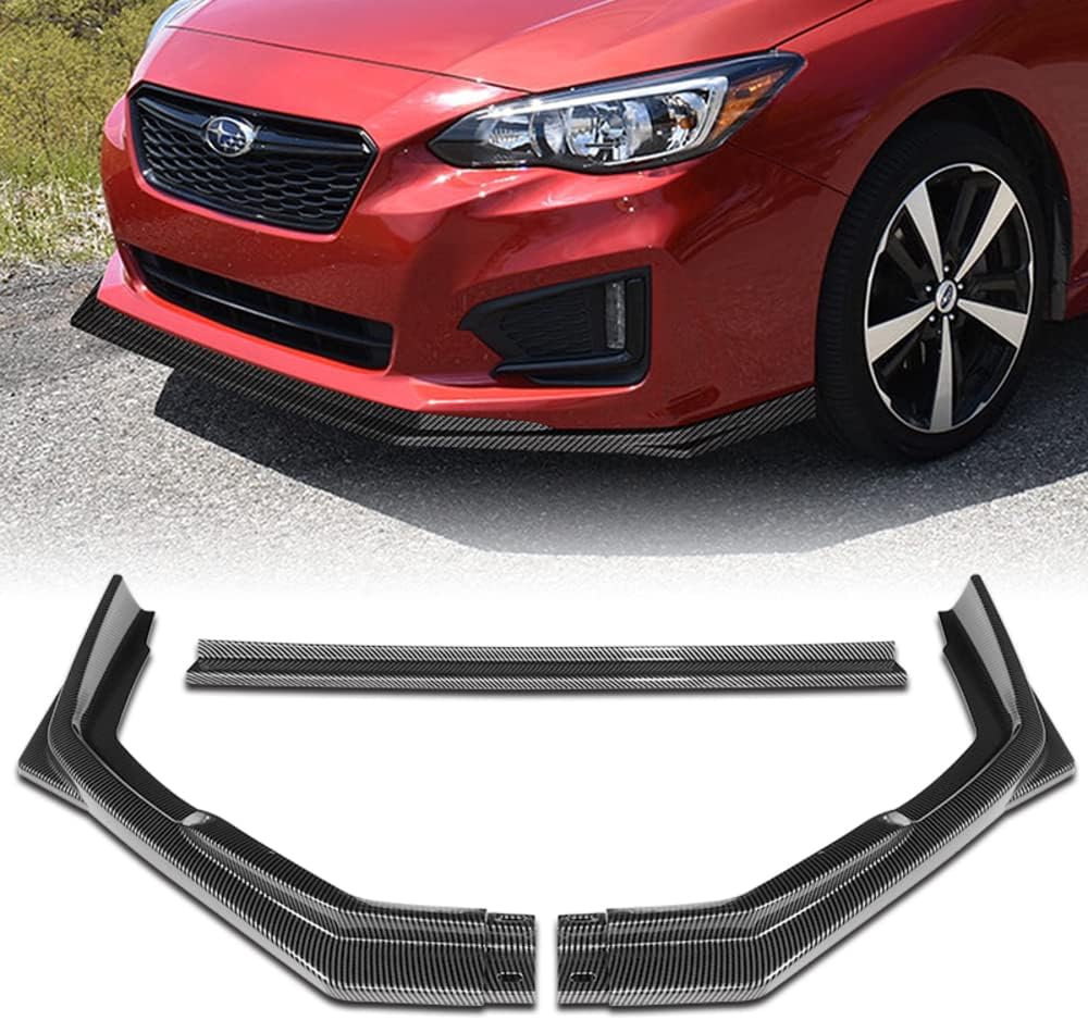 Q1-TECH, Front Bumper Lip fit for Compatible with 2017 - 2019 Subaru Impreza , Front Lip Spoiler Air Chin Body Kit Splitter Painted Glossy Carbon Fiber ABS , 2018 , ST-Style