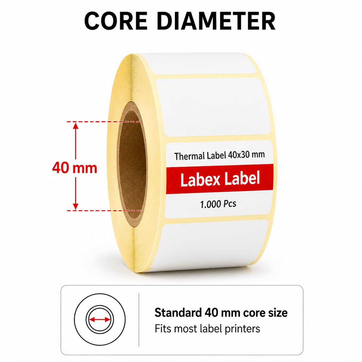 Etiquette thermique 40x30 mm | Étiquettes Zebra - Rouleau etiquette thermique - 8 rouleau ;8.000 etiquette en rouleau