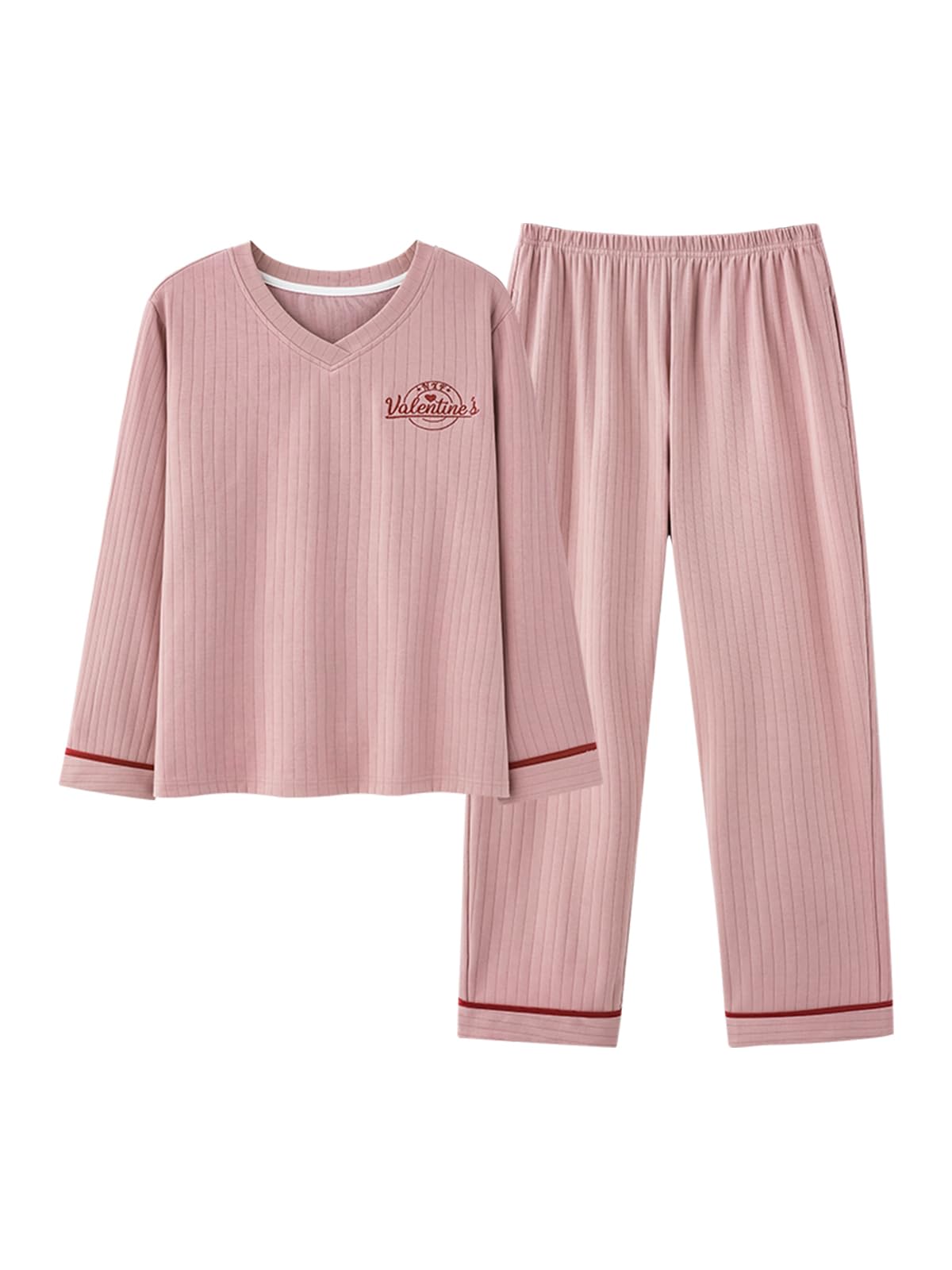 Women's Pajamas, 100% Cotton, Loungewear, Long Sleeve, Winter, Autumn, Loungewear, V-Neck, Skin Friendly, Comfortable, Loose, Soft, Sweat Absorbent, Breathable, M-2XL-image-21