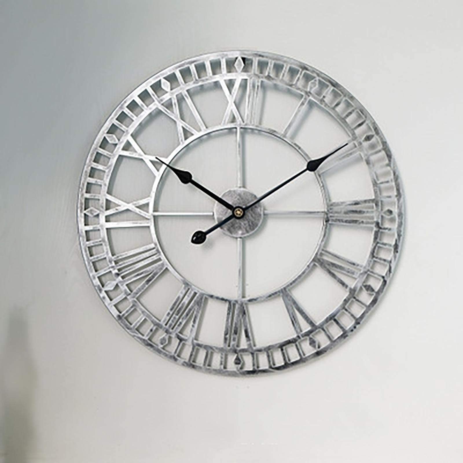 MYUYEE Waterproof Outdoor Clock Garden Clocks, Retro Roman Numeral Outdoor Wall Clock Simplicity Iron Art Outdoor Clocks Battery Operated Silent Outside Clocks 40cm Black