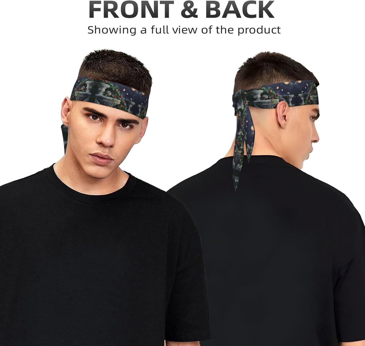 Tie Headband Men Women, Heavenly Garden Print Sports Sweatband | Adjustable Tie-Back, Moisture Wicking. For Running Yoga Tennis Basketball Cycling Workout, Heavenly Garden Pattern
