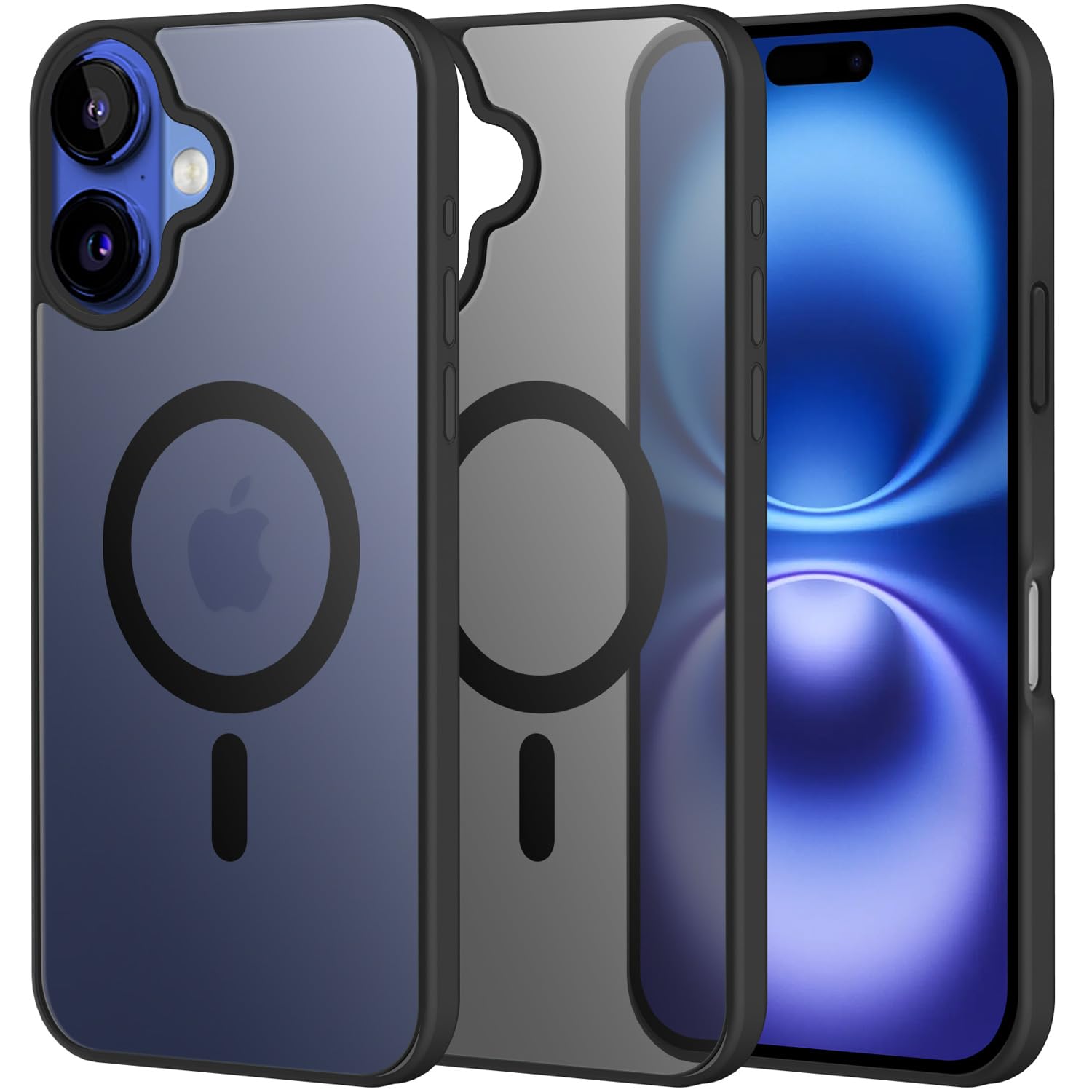 T Tersely Magnetic Case for iPhone 16 plus 6.7 inch,Compatible with MagSafe,Scratch-Resistant,Anti-Scratch Translucent Matte Back Phone Cover (Black, for iPhone 16 plus)