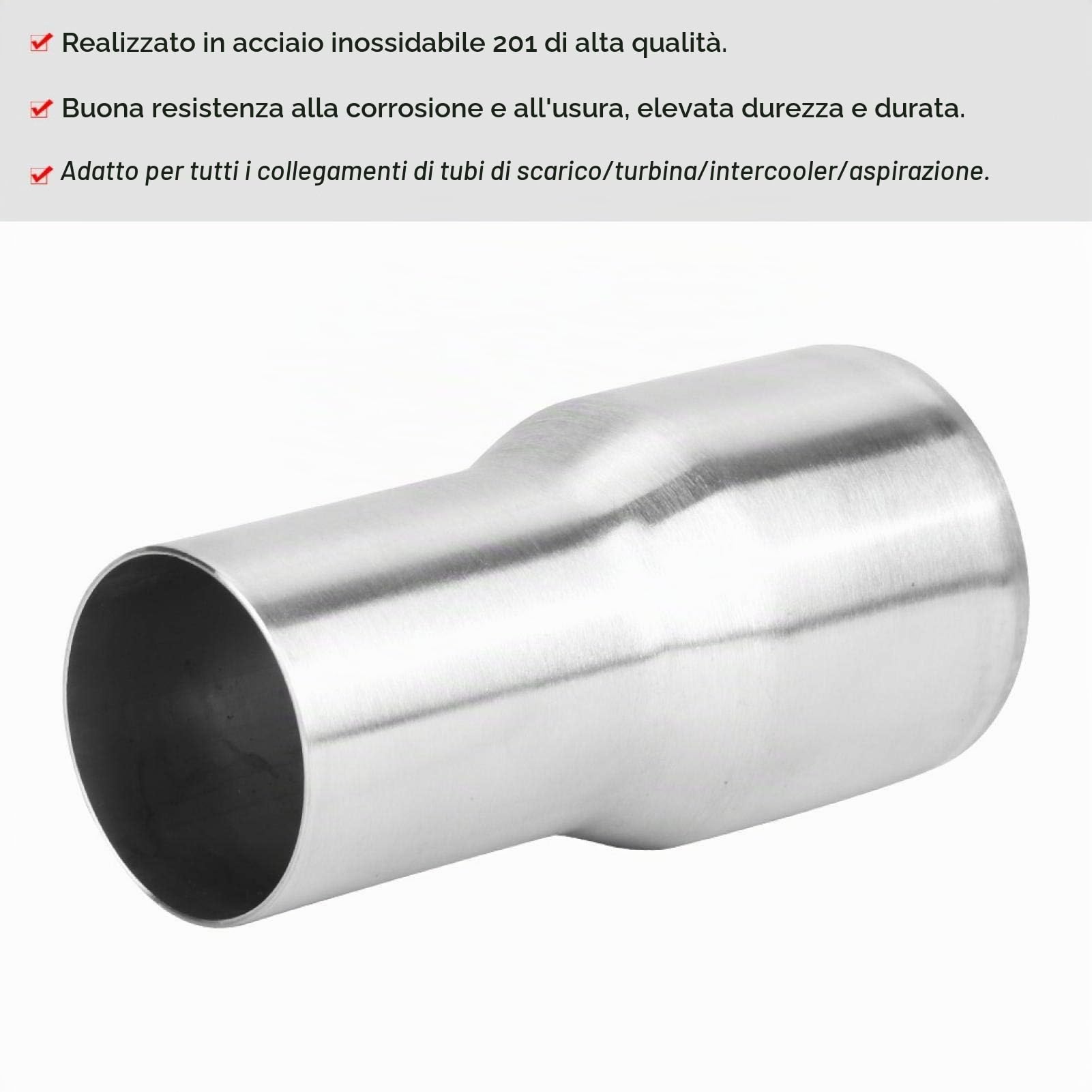 Adattatore per tubo di scarico, connettore per tubo di scarico in acciaio inossidabile Adattatore per tubo di scarico universale per parte modificata per auto(51-63MM)