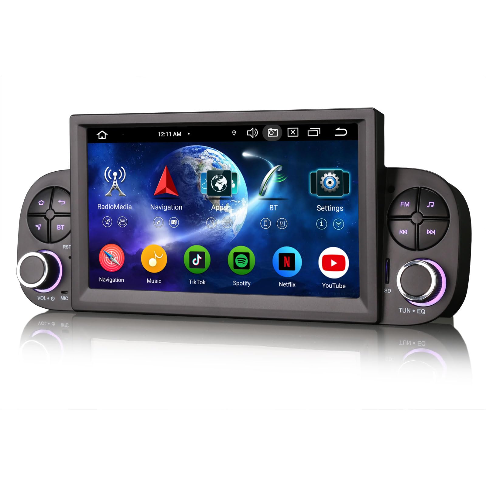Erisin 4GB+64GB Android 16 Radio Coche Bluetooth para Fiat Panda 2013-2020 | 7 pulgadas 8-Core GPS Navegación IPS Pantalla táctil Soporte Wireless CarPlay Android Auto DSP WiFi 4G Dab+ Canbus RDS FM