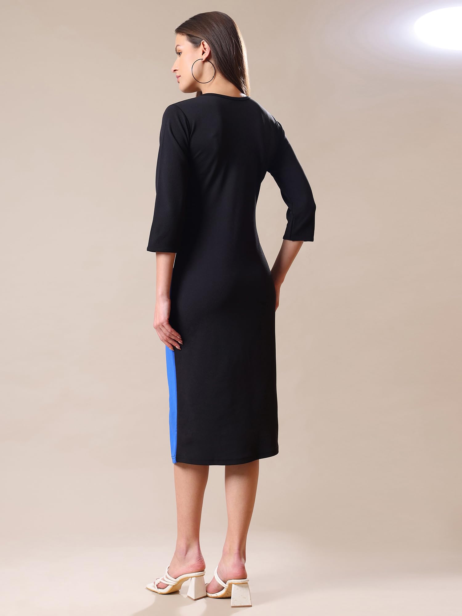 Purvaja Womens Bodycon Knee Length Dress(Lucy-342-348) (Bely-200_M_Blue)