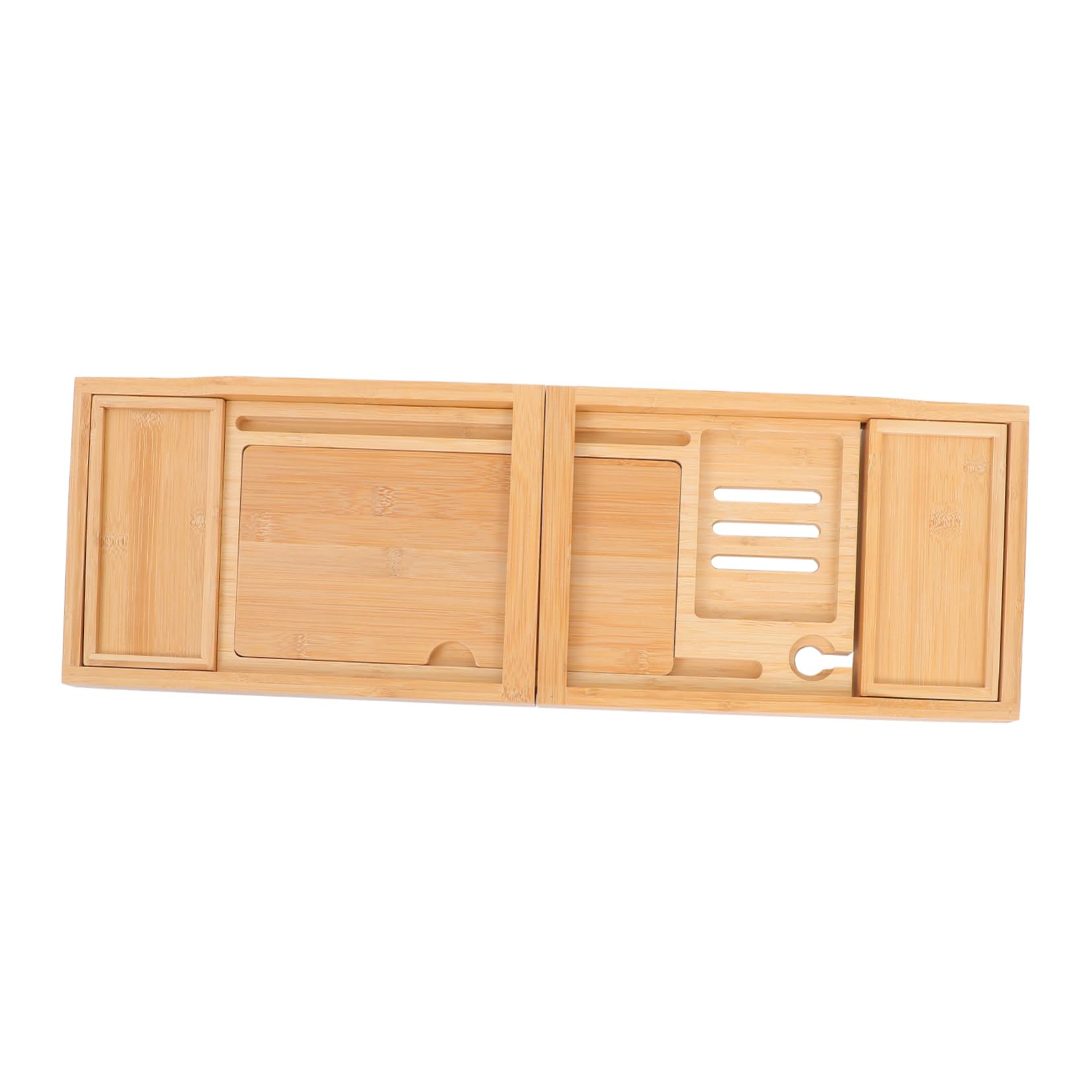 BEBEMOKO Adjustable Bathtub Tray Bath Organizer for Toiletries Towels Sturdy Storage Elegant Bathtub