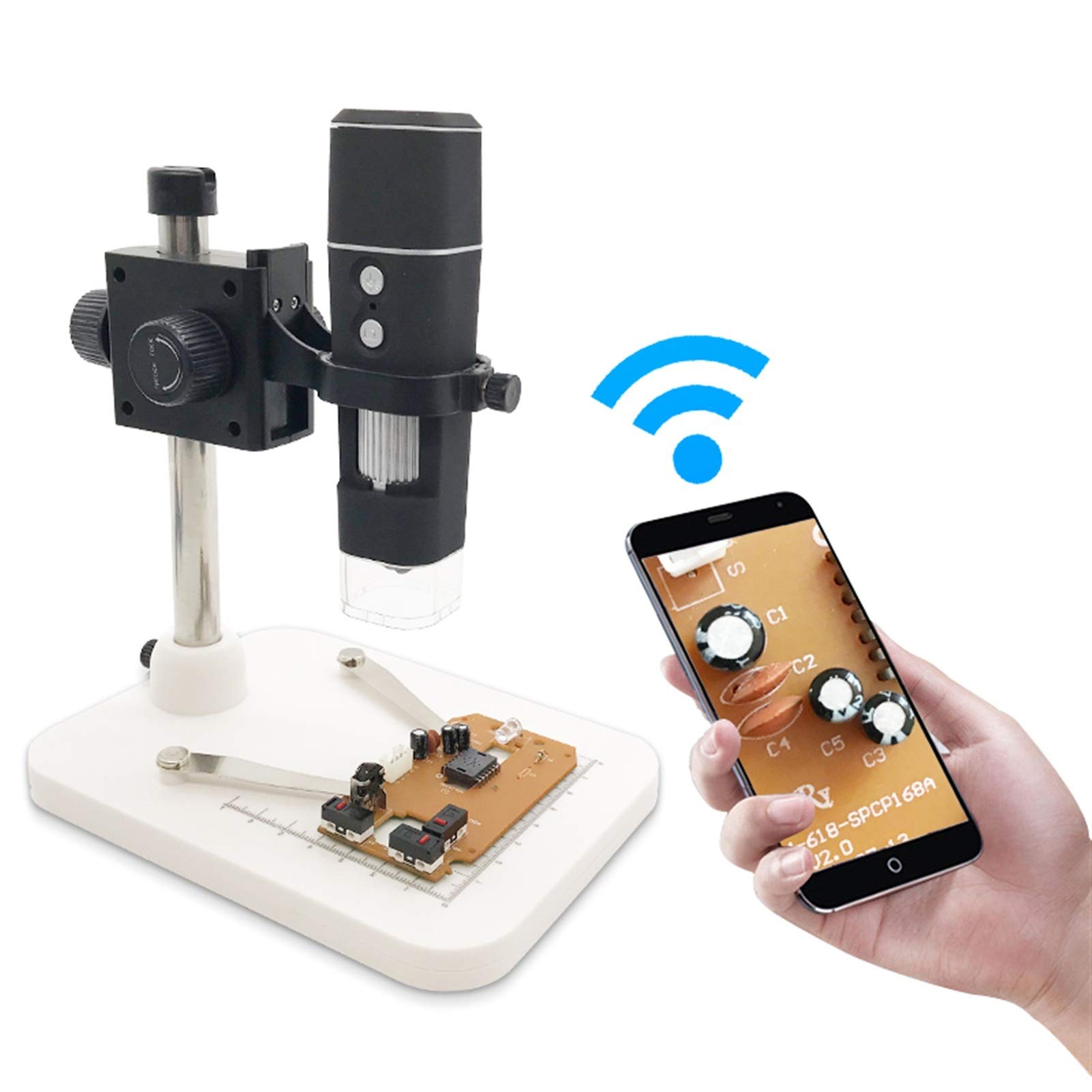 microscopio, Microscopio digital, 1000X WiFi Teléfono móvil Microscopio electrónico PCB Inspección Aprendizaje de insectos Obsection para niños estudiantes laboratorio de escuela en c