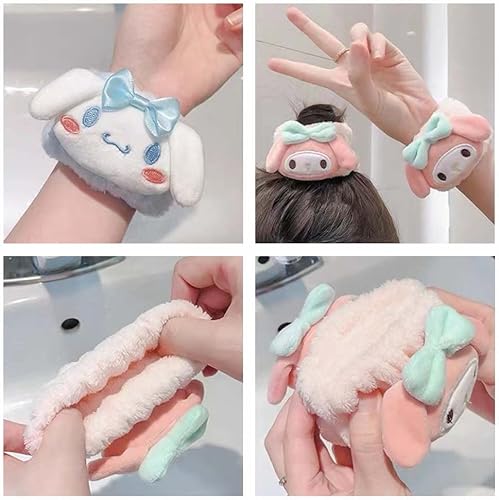 Miniatura 6 de Toallas de microfibra con diseño de dibujos animados para lavarse la cara muñequeras absorbentes para lavar la cara muñequeras para mujeres y niñas