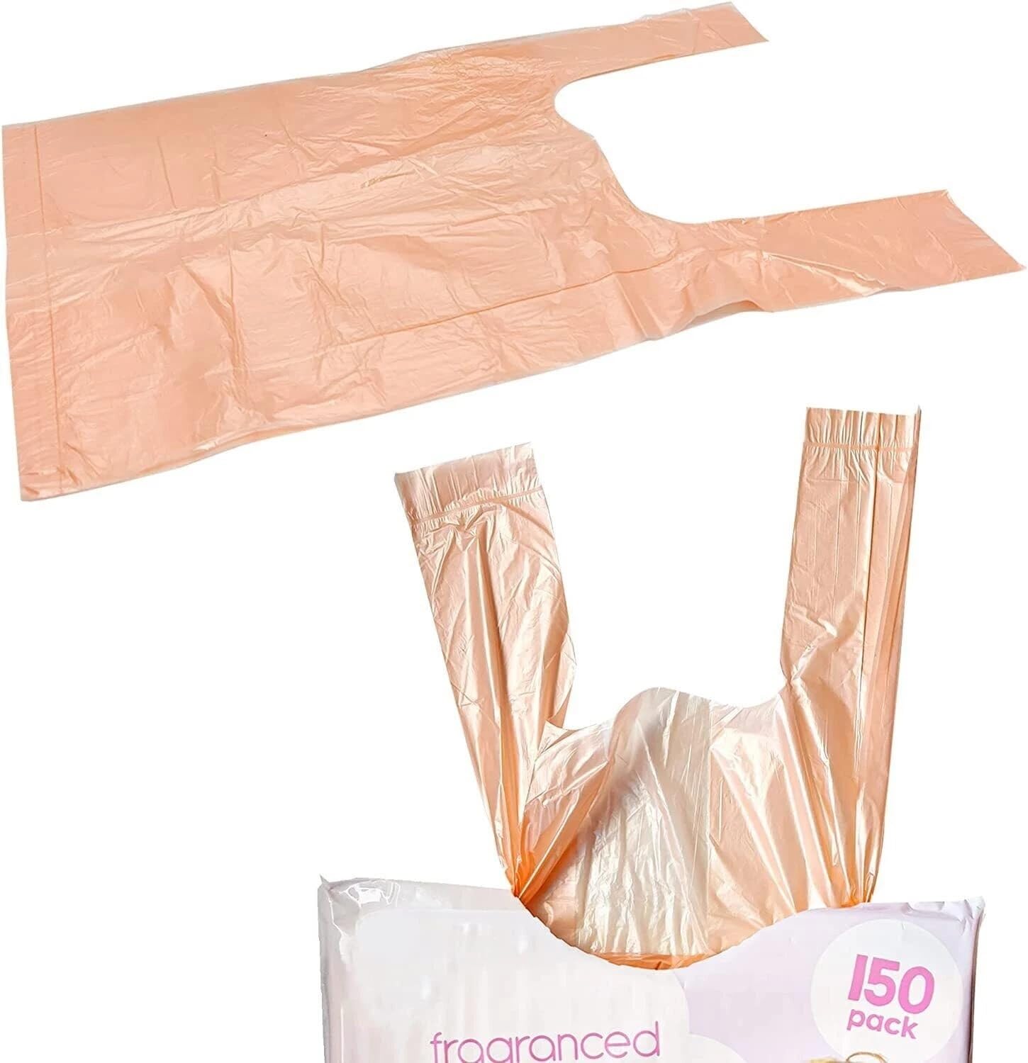 3600 sacchetti per pannolini, 24 confezioni con 150 sacchetti colorati con manici per cravatta, profumati per eliminare gli odori, durevoli e a prova di perdite, perfetti per i viaggi dei