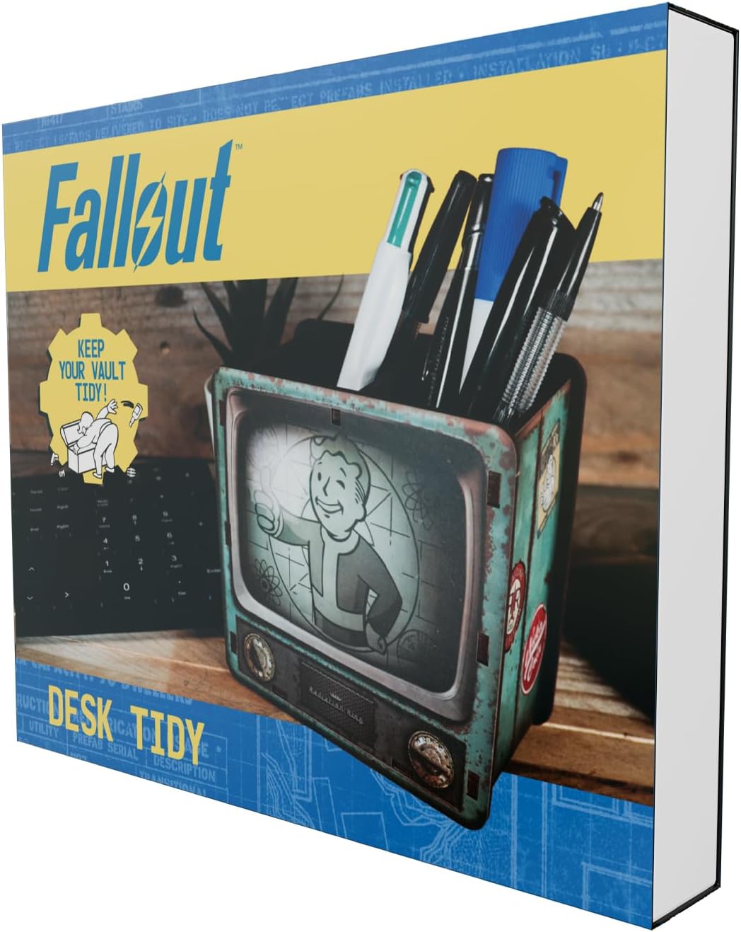 FaNaTtik Fallout Desk Tidy – Officially Licesned Vault‑Tec Retro TV Desk Organiser with Vault Boy - MDF Pen & Pencil Holder for Gaming or Office Setup