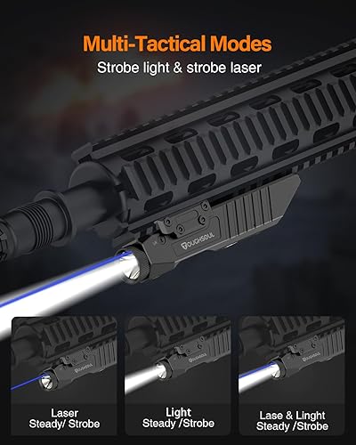 Miniatura 2 de TOUGHSOUL Combo, rojo verde de la vista del laser de la linterna táctica, 1450 Lumen Picatinny Rail MLOK montó la linterna recargable del rifle